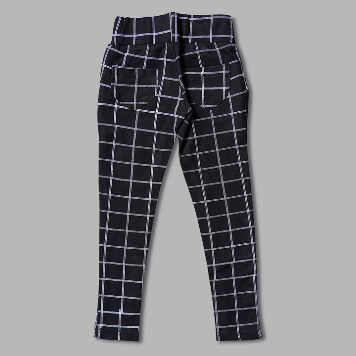 Jeggings for Girls with Check Pattern Back View