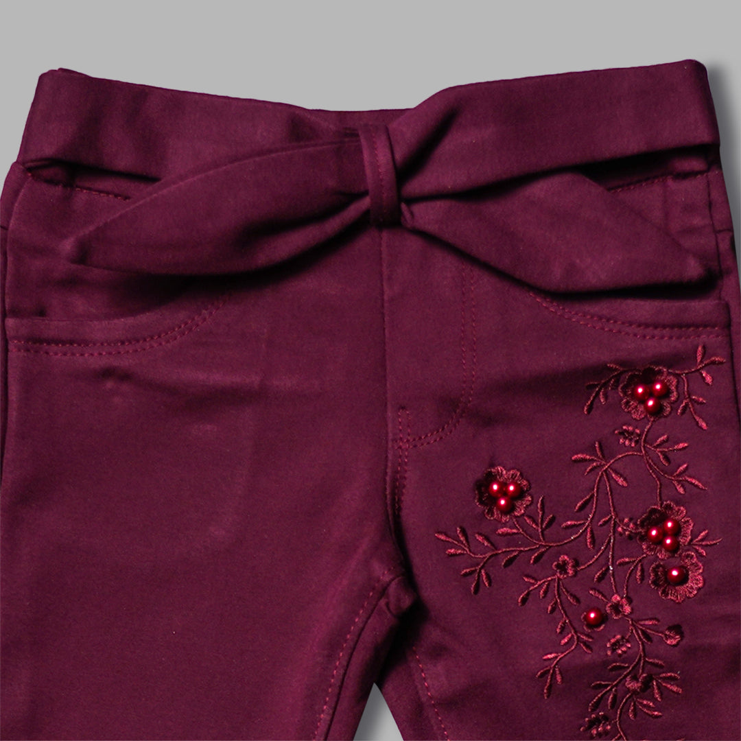 Jeggings for Girls with Classic Waistband Close Up View