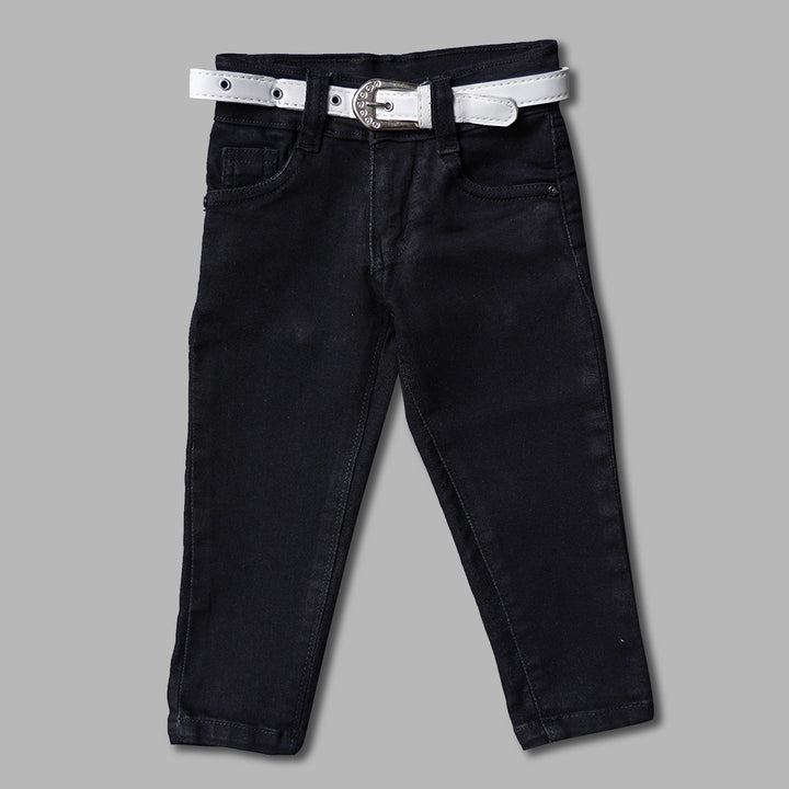 Solid Jeans for Girls and Kids with Soft Fabric Front View
