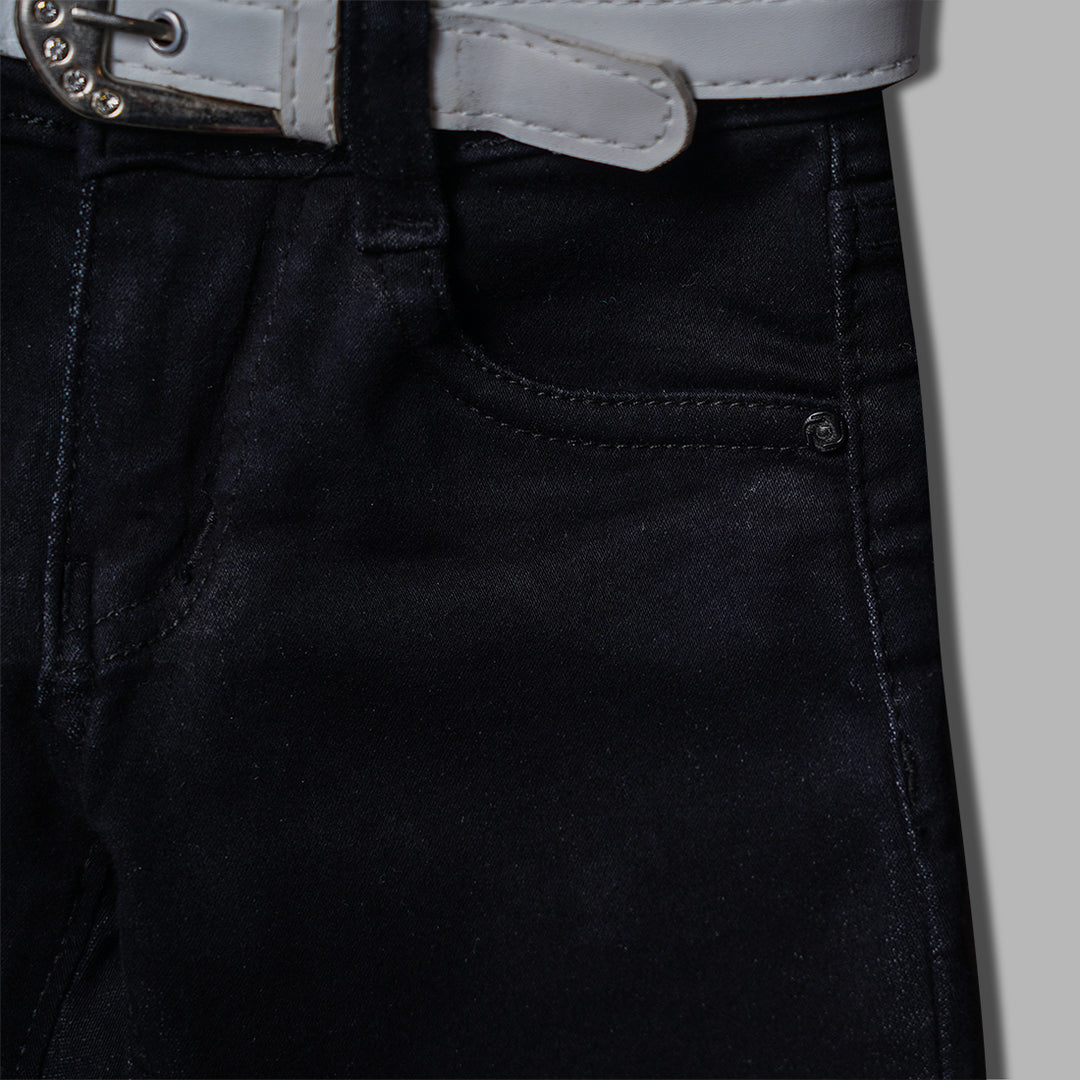 Solid Jeans for Girls and Kids with Soft Fabric Close Up View