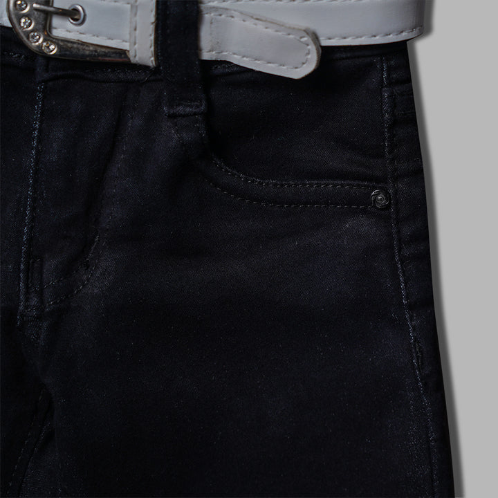 Solid Jeans for Girls and Kids with Soft Fabric Close Up View
