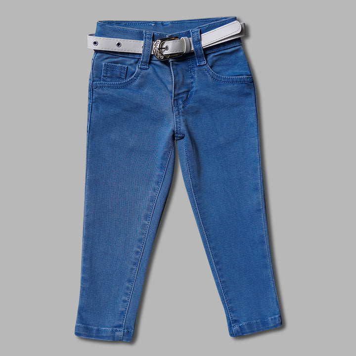 Solid Jeans for Girls and Kids with Soft Fabric Front View