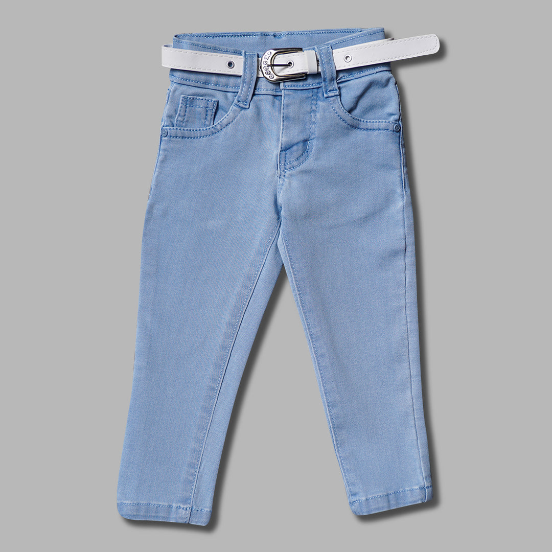 Solid Jeans for Girls and Kids with Soft Fabric Front View