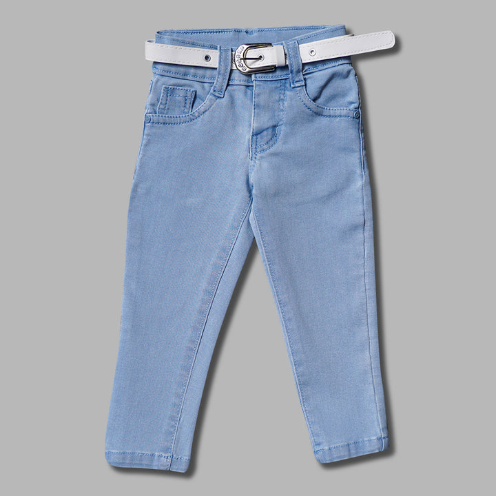 Solid Jeans for Girls and Kids with Soft Fabric Front View