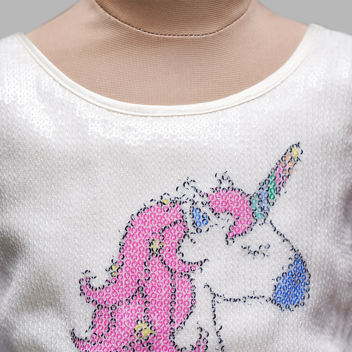 Multi Long Unicorn Gown for Girls Close Up View