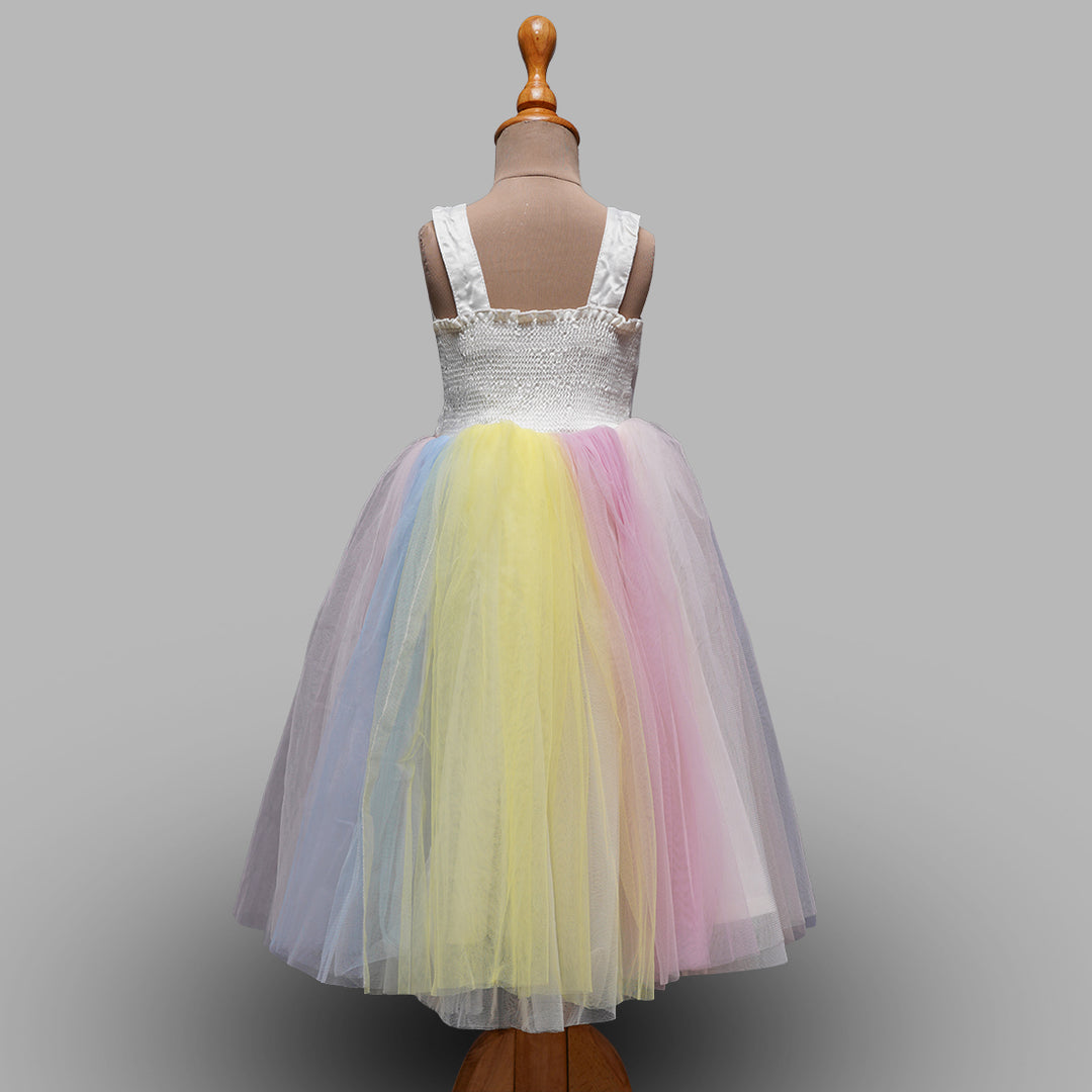 Multi Long Unicorn Gown for Girls Back View