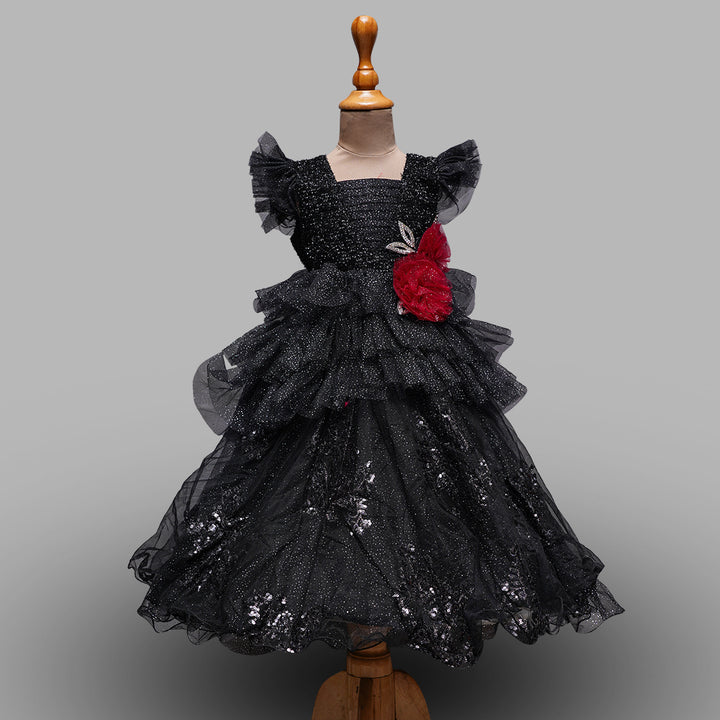 Long Black Gown for Girls Front View