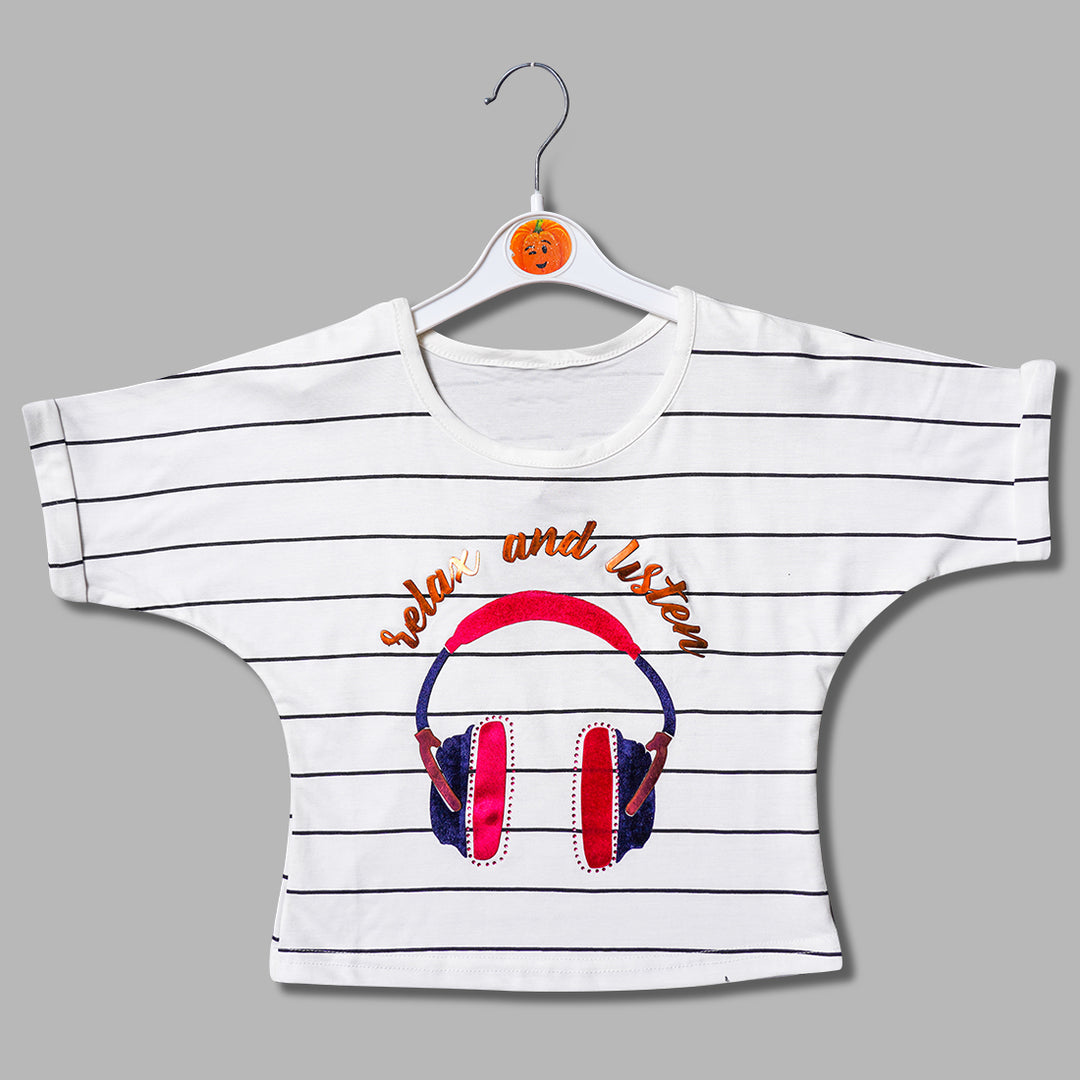 Top for Girls and Kids with Lining Pattern Front View