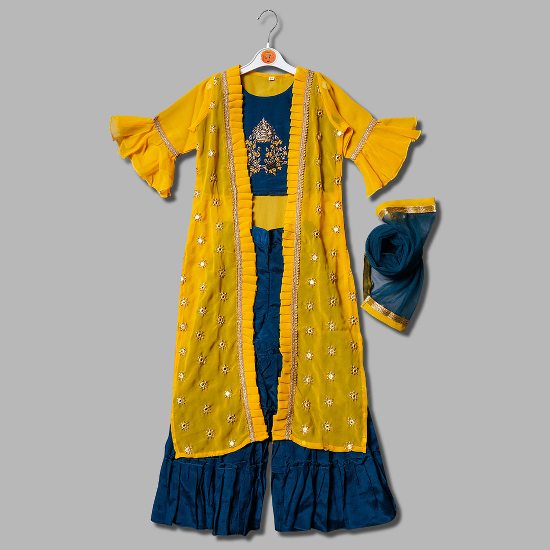 Ethnic Wear For Girls And Kids With Bell Shaped Sleeves GS211575Golden