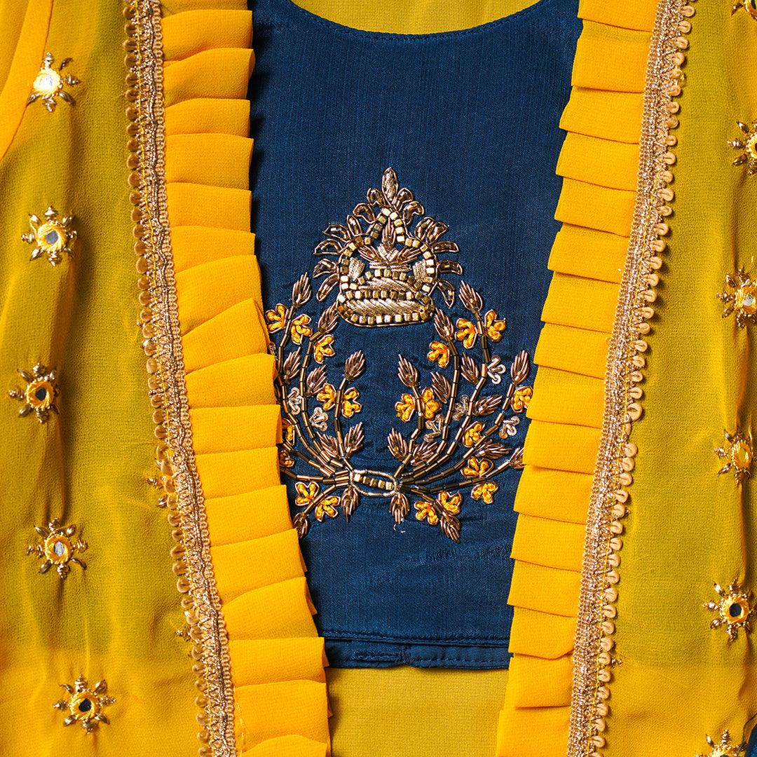 Ethnic Wear For Girls And Kids With Bell Shaped Sleeves GS211575Golden