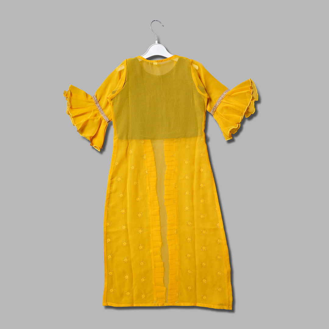 Ethnic Wear For Girls And Kids With Bell Shaped Sleeves GS211575Golden