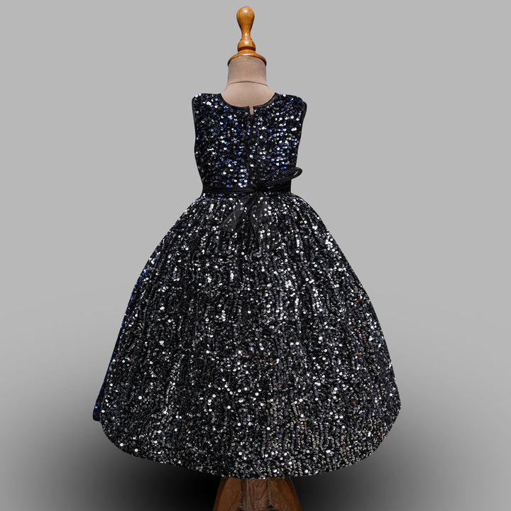 Navy Blue And Onion Long Gown For Kids Back View