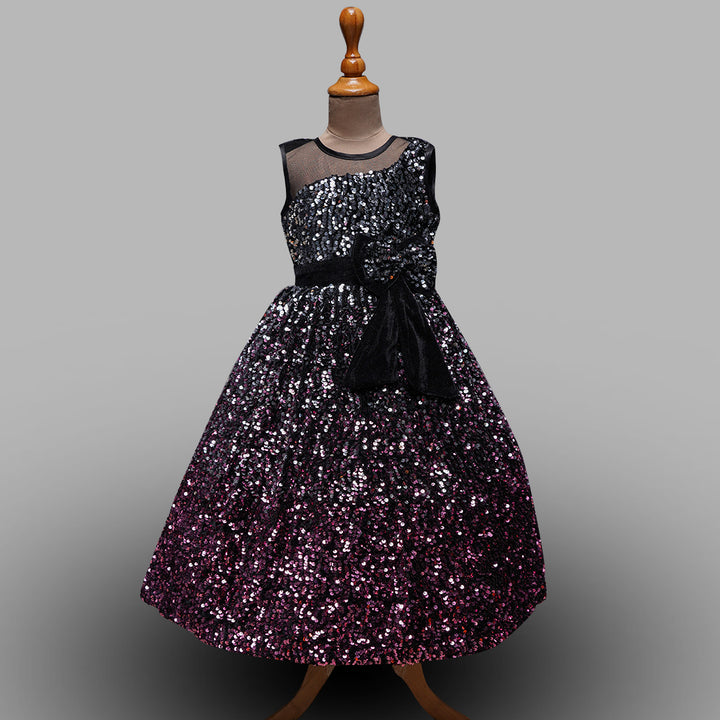 Navy Blue And Onion Long Gown For Kids