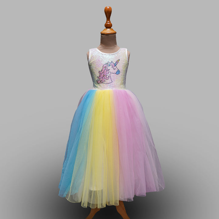Long Unicorn Gown for Kids Front View