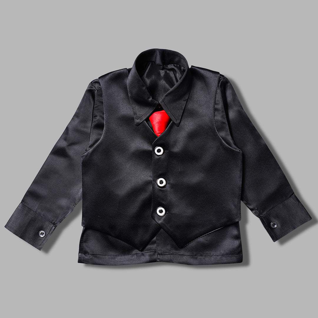 Black & White Striped Party Wear Boys Suit Inner View