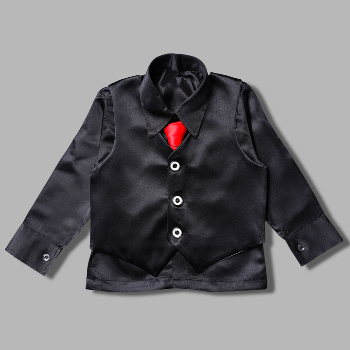 Black & White Striped Party Wear Boys Suit Inner View