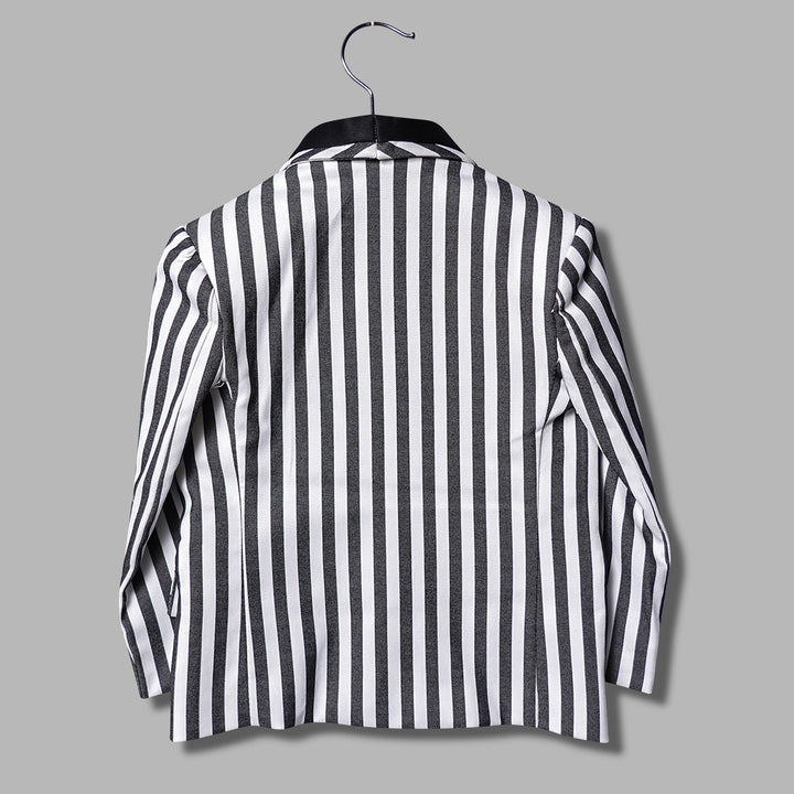 Black & White Striped Party Wear Boys Suit Back View