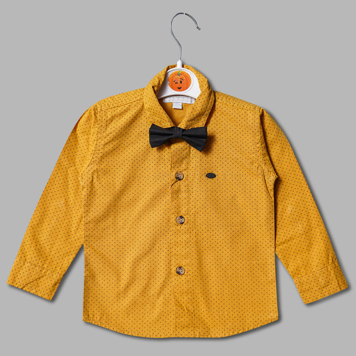 Mustard & Rust Bow Tie Shirt for Boys Front View