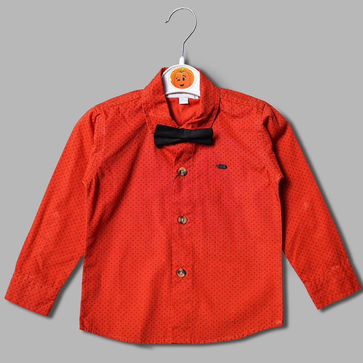 Mustard & Rust Bow Tie Shirt for Boys Front View