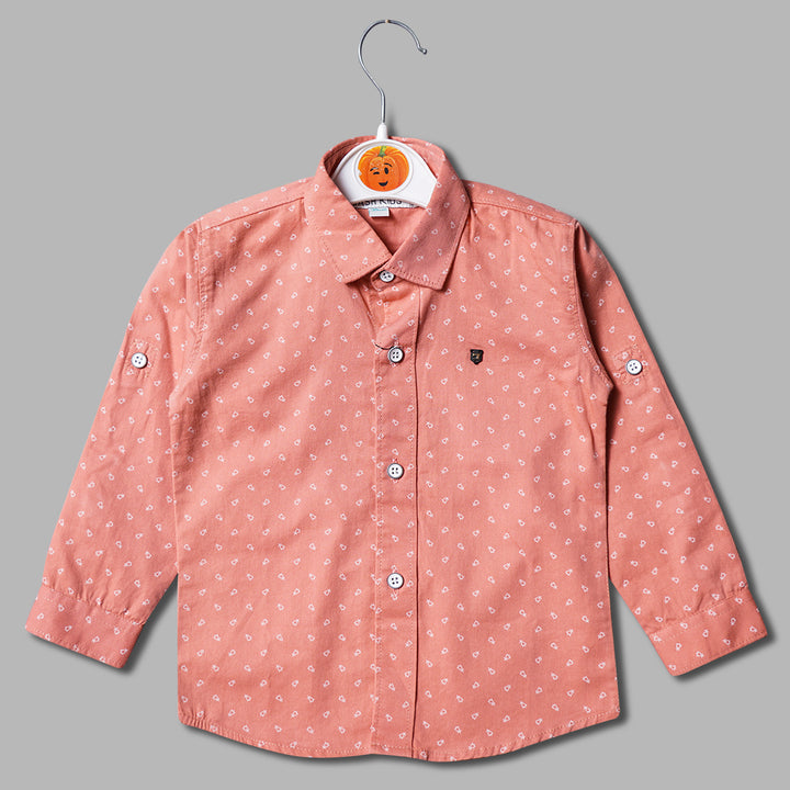 Pink Peach Printed Shirt for Boys Variant Front View