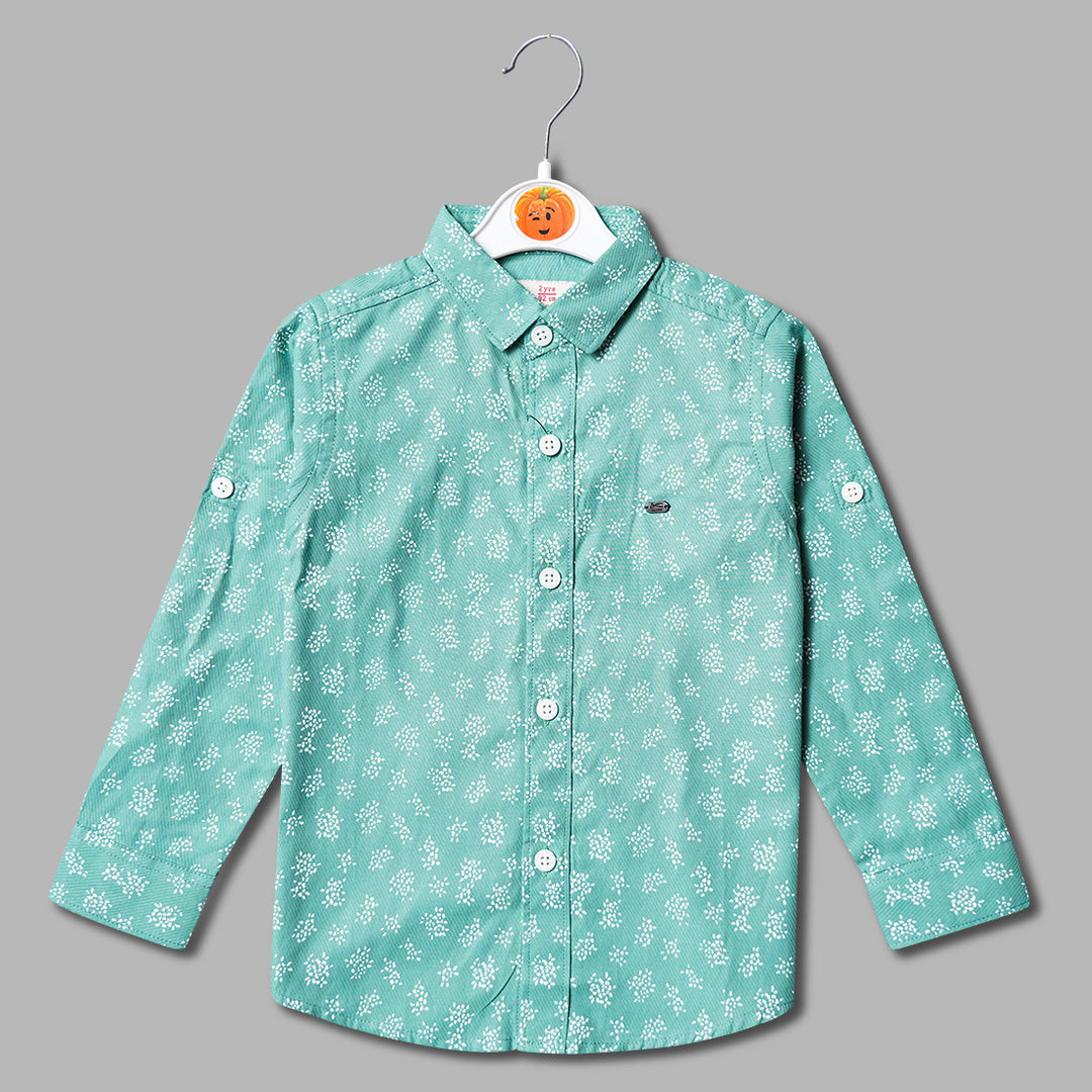 Solid Leaf Print Shirt for Boys Front View