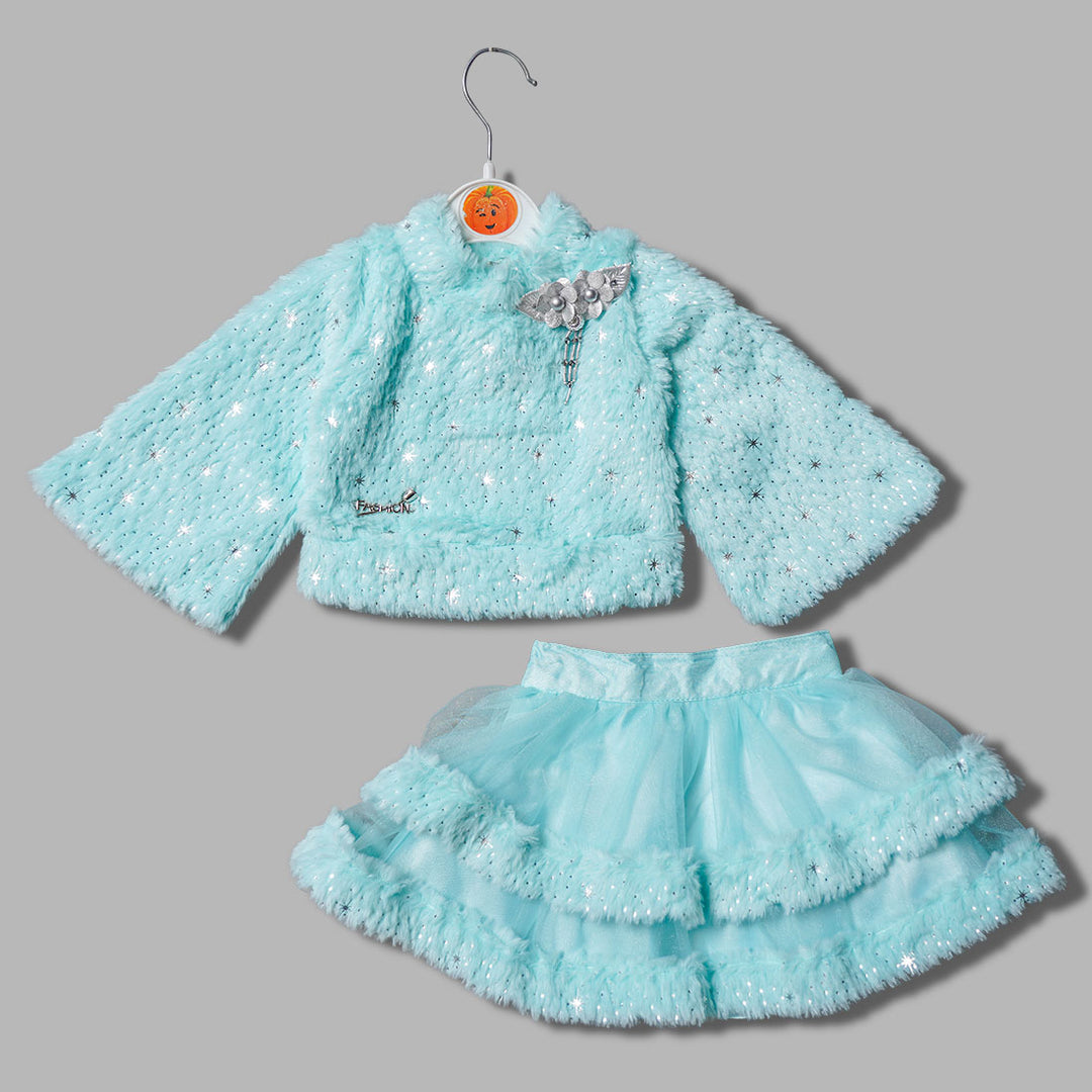 Cozy Fur Western Wear For Girls And Kids GS2011/624Sky Blue