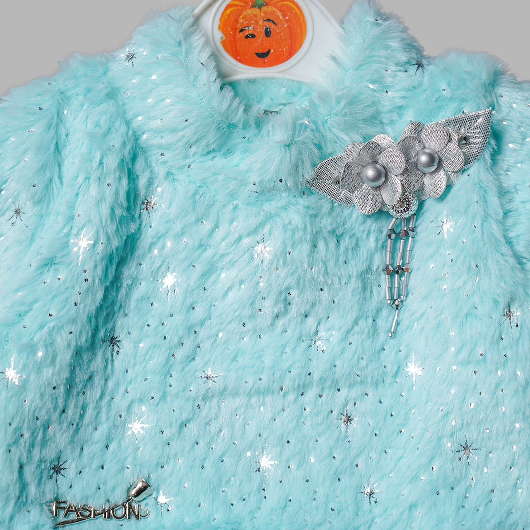 Cozy Fur Western Wear For Girls And Kids GS2011/624Sky Blue