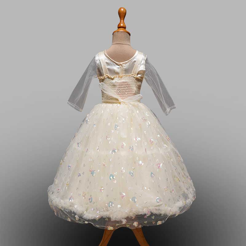 Cream Sequin Gown for Girls Back View