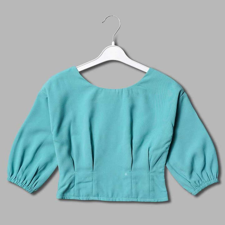 Western Wear For Girls And Kids With Balloon Sleeves GS201755Sea Green
