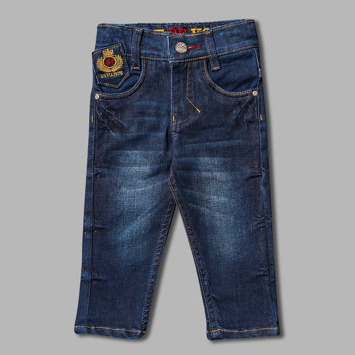 Navy Blue Denim Jeans for Boys Front View
