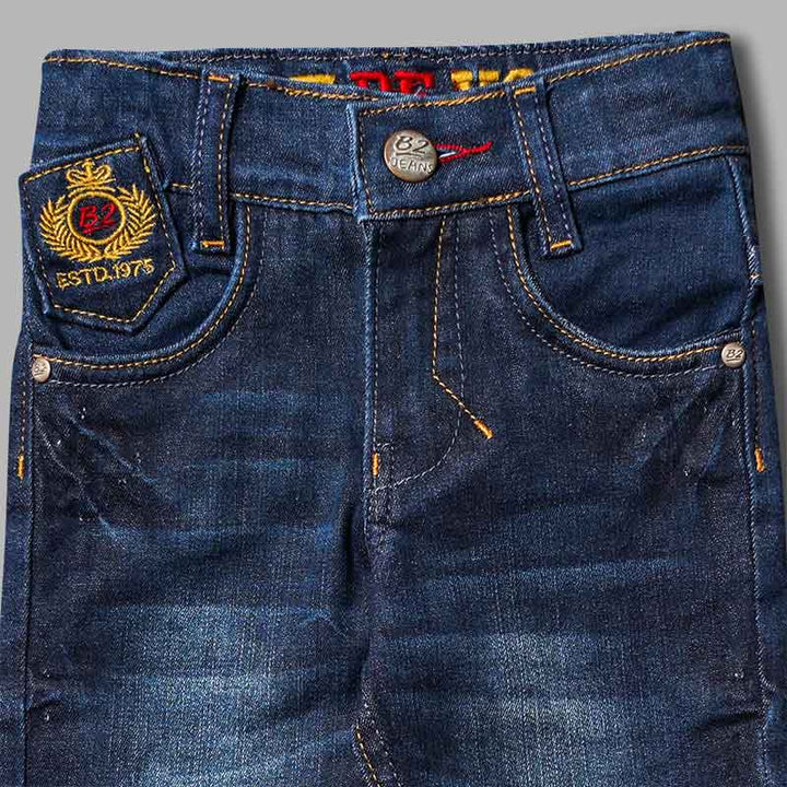 Navy Blue Denim Jeans for Boys Close Up View