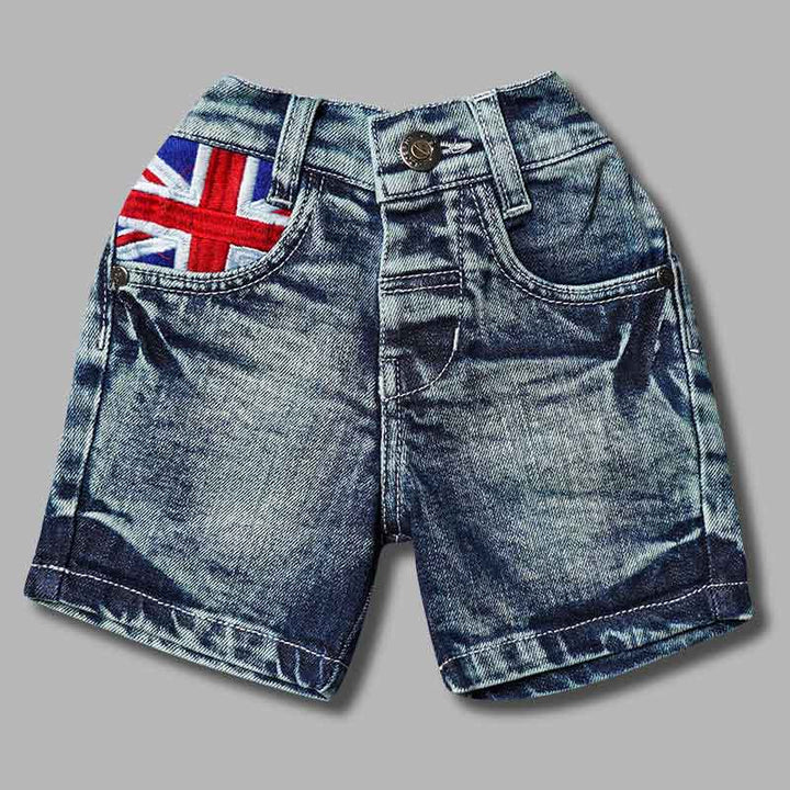Denim Faded Shorts For Boys Front View