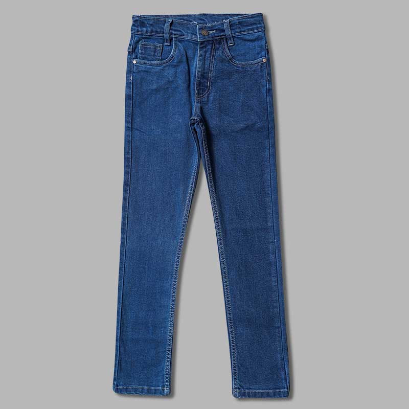 Blue Slim Fit Boys Jeans Front 
