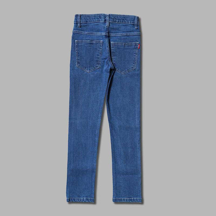 Blue Slim Fit Boys Jeans Back 