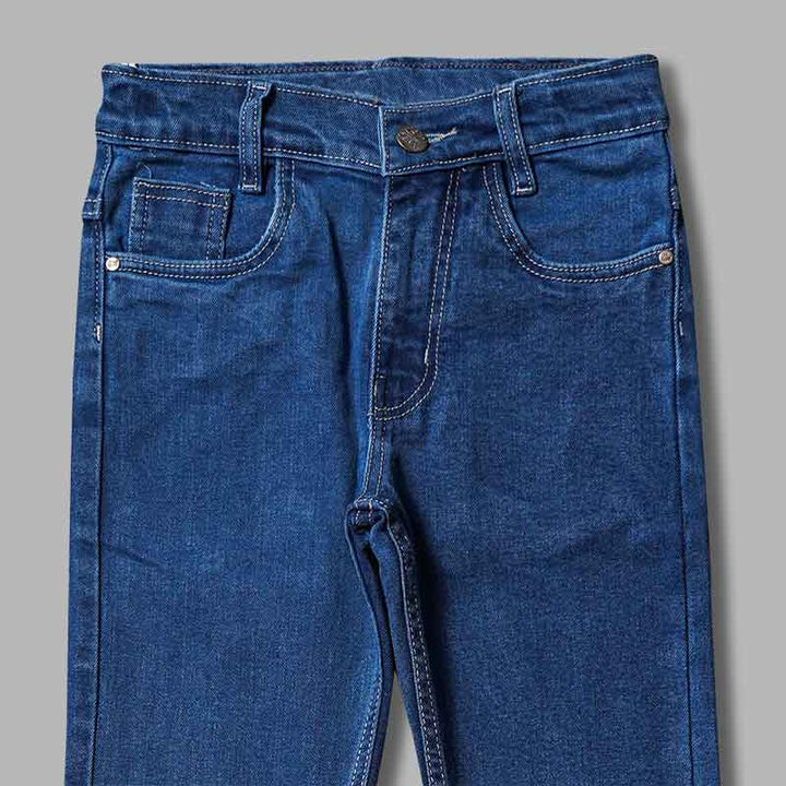 Blue Slim Fit Boys Jeans Close Up 