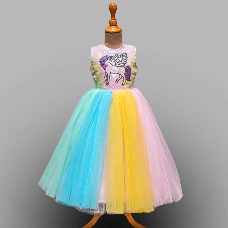 Long Unicorn Gown For Kids Front View