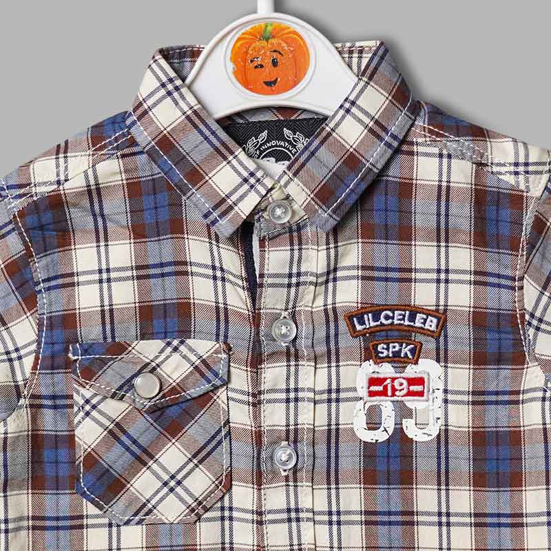 Coffee Color Shirts for Boys with Half Sleeves T-Shirt Close Up View