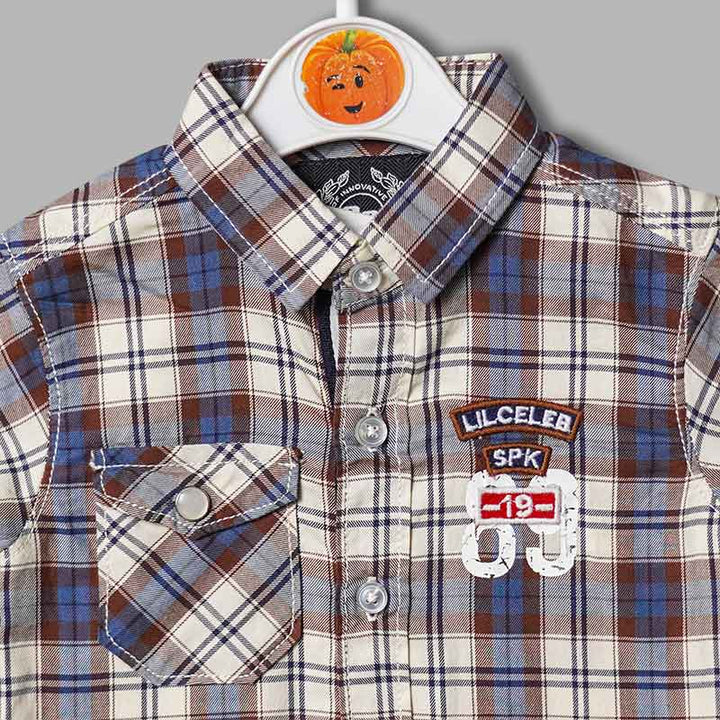 Coffee Color Shirts for Boys with Half Sleeves T-Shirt Close Up View