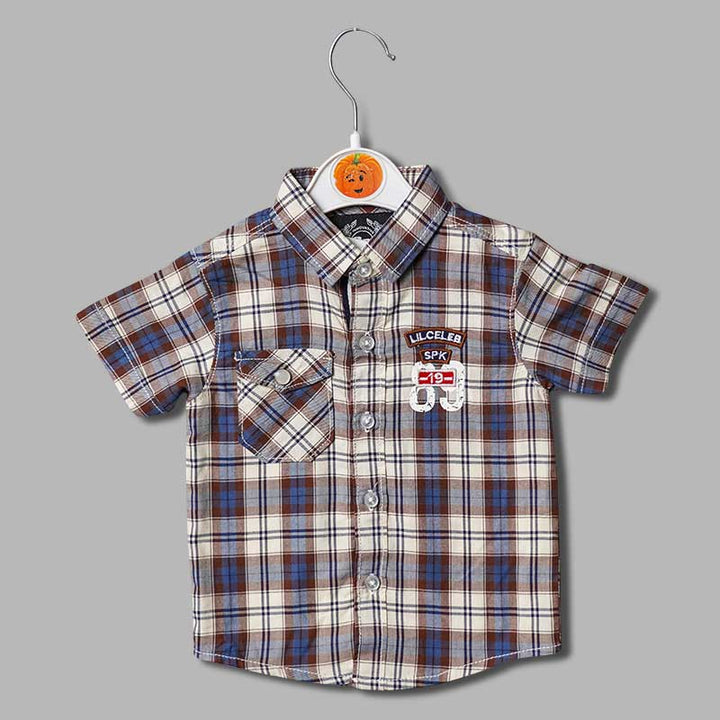 Coffee Color Shirts for Boys with Half Sleeves T-Shirt Front View