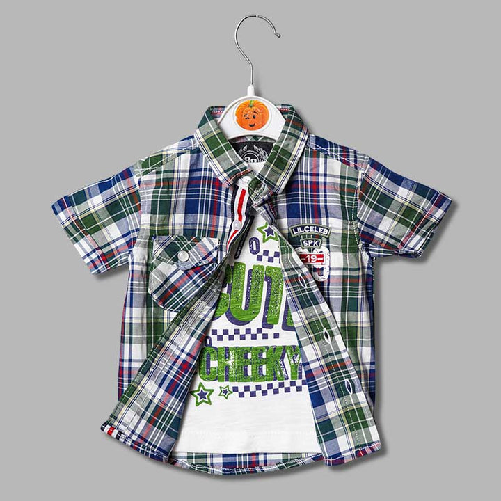 Green Color Shirts for Boys with Half Sleeves T-Shirt Variant Front View
