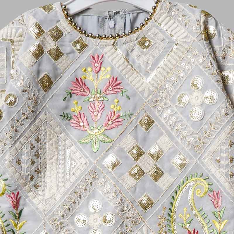 Salwar Suit For Girls And Kids With Bell Shape Sleeves GS217866Grey
