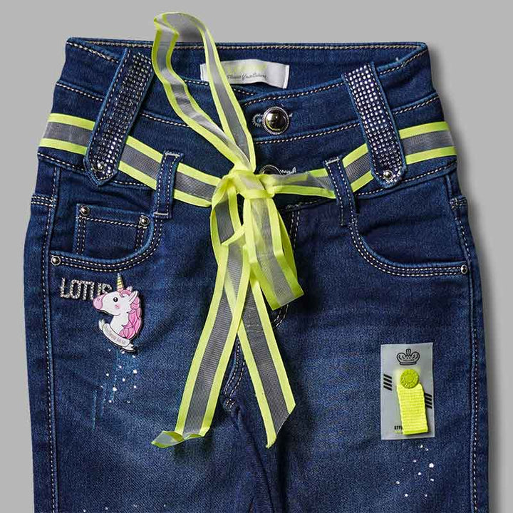 High Waist Jeans for Girls and Kids Close Up View