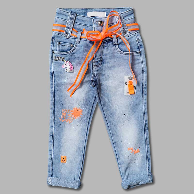 High Waist Jeans for Girls and Kids Front View