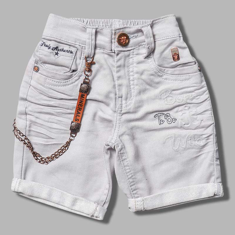 Blue Brown Shorts For Boys with Side Chain Variant Front View