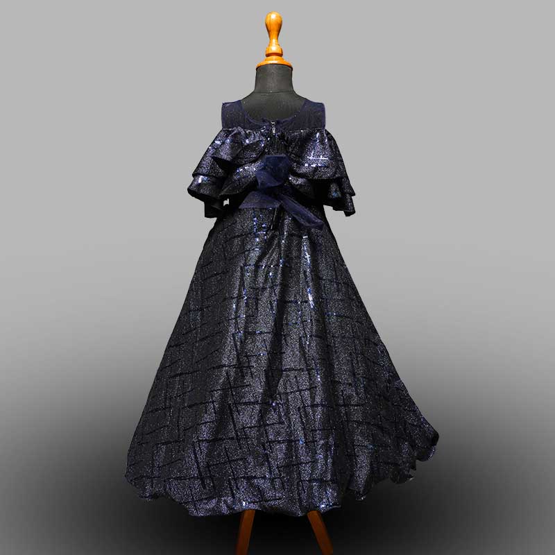 Sequin Flare Gown for Girls Back View