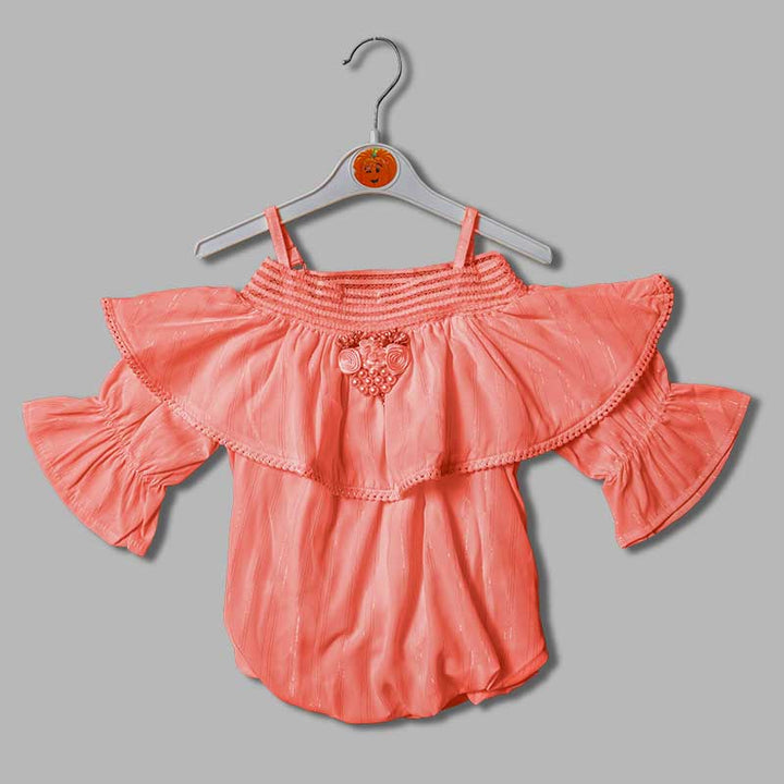 Off-Shoulder Top for Girls and Kids with Soft Fabric Front View