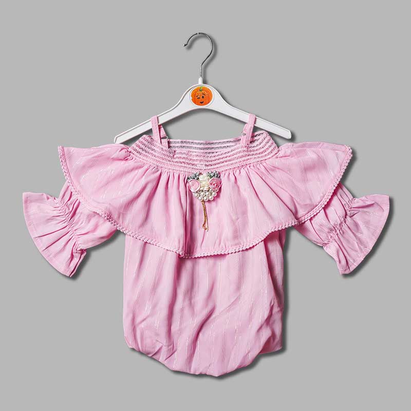 Off-Shoulder Top for Girls and Kids with Soft Fabric Front View'