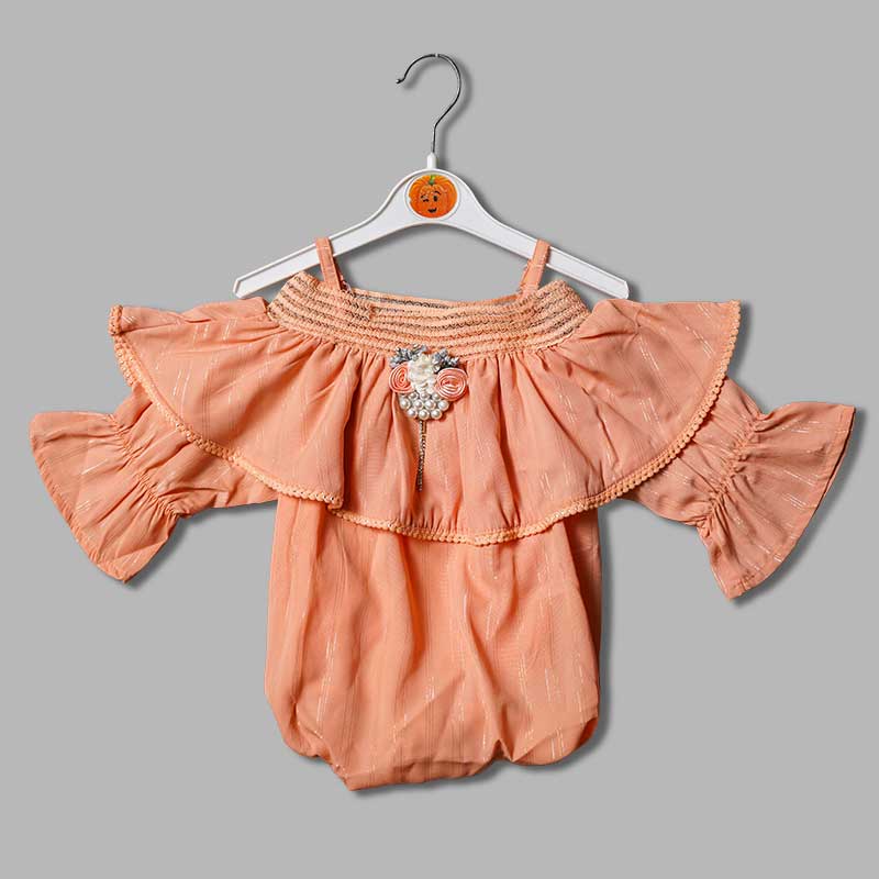 Off-Shoulder Top for Girls and Kids with Soft Fabric Front View