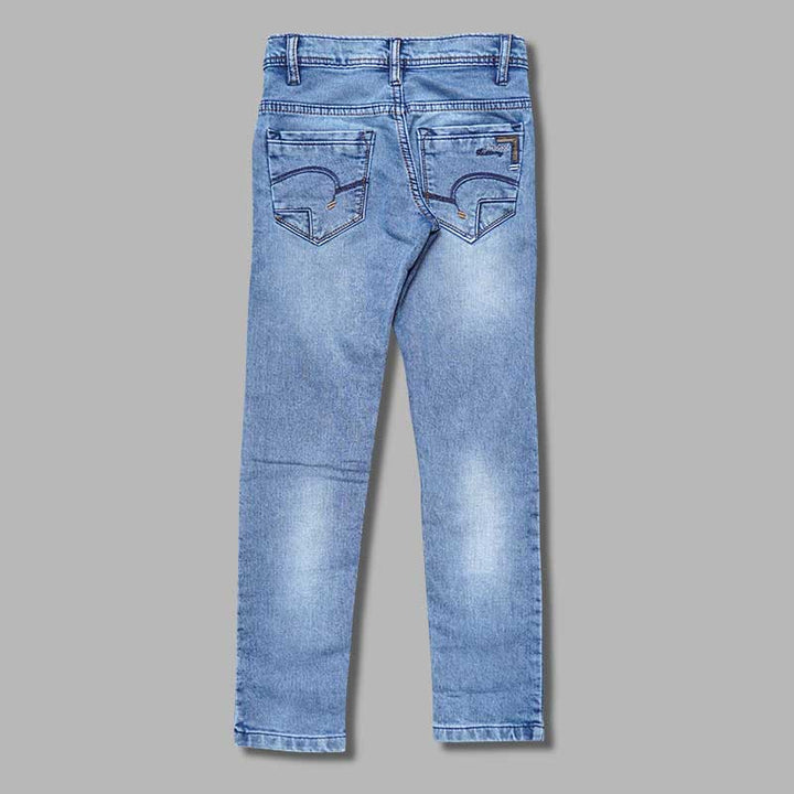 Blue Ripped Pattern Boys Jeans Back 