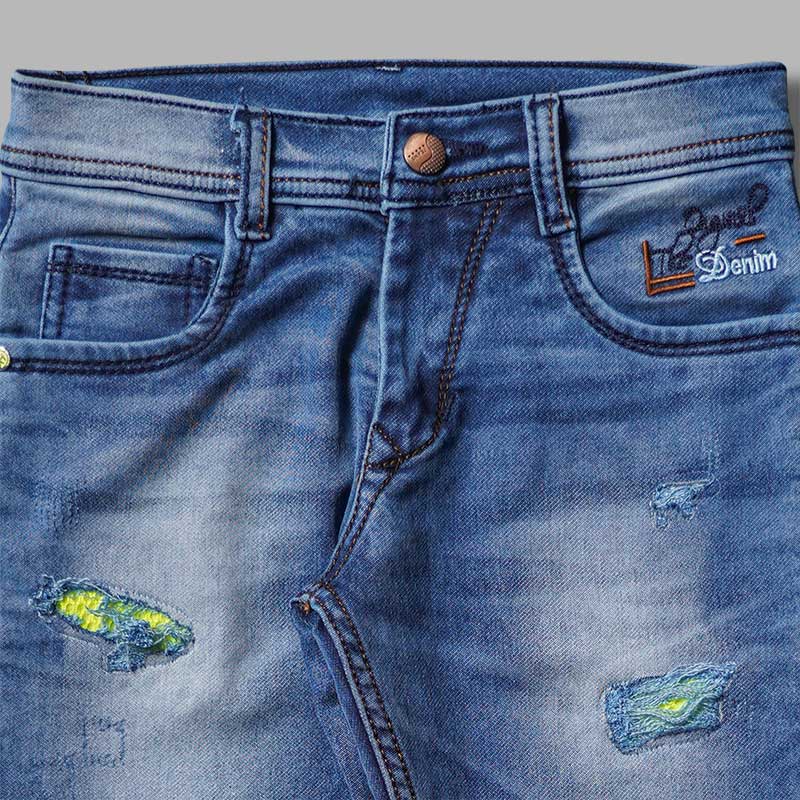 Blue Ripped Jeans for Boys Close Up 